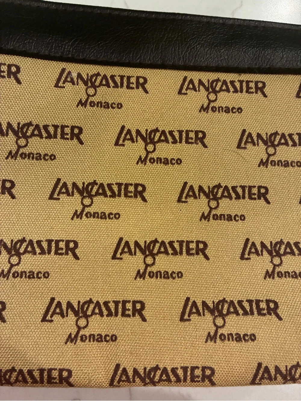 Vintage Lancaster Paris Monaco Monogram Zip Pouch / Cosmetic Bag